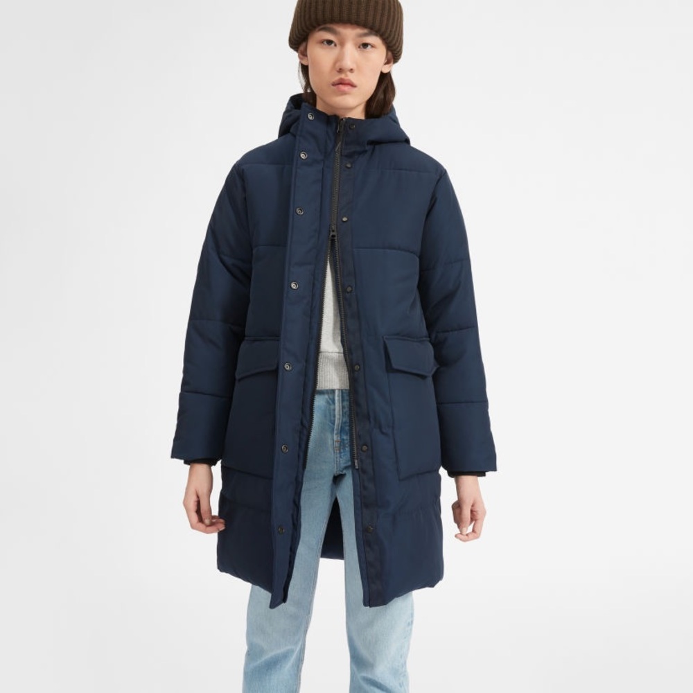 Everlane ReNew Long Puffer, true navy, XS